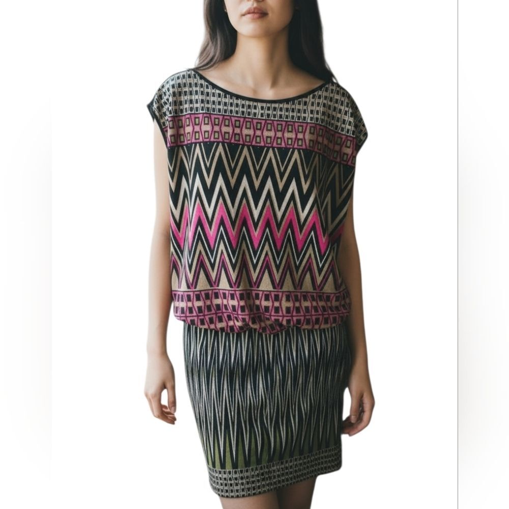 London Times Art Deco Print Stretch Dress